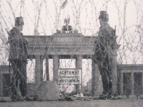 (B&W) of the Soviet View of Brandenburg Gate.